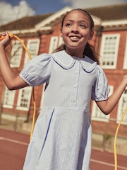 Blue Cotton Rich School Gingham Pretty Collar Dress (3-14yrs) - Image 1 of 6