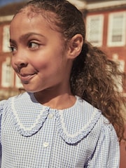 Blue Cotton Rich School Gingham Pretty Collar Dress (3-14yrs) - Image 2 of 6