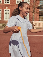 Blue Cotton Rich School Gingham Pretty Collar Dress (3-14yrs) - Image 3 of 6