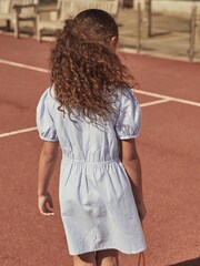 Blue Cotton Rich School Gingham Pretty Collar Dress (3-14yrs) - Image 4 of 6