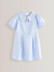 Blue Cotton Rich School Gingham Pretty Collar Dress (3-14yrs) - Image 5 of 6