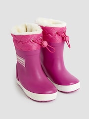 JoJo Maman Bébé Fuchsia Pink Cosy Lined Drawstring Top Wellies - Image 1 of 4