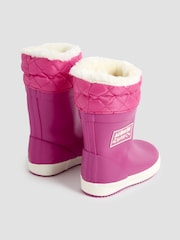 JoJo Maman Bébé Fuchsia Pink Cosy Lined Drawstring Top Wellies - Image 2 of 4