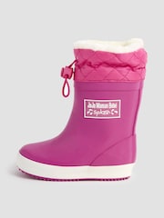 JoJo Maman Bébé Fuchsia Pink Cosy Lined Drawstring Top Wellies - Image 3 of 4