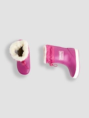 JoJo Maman Bébé Fuchsia Pink Cosy Lined Drawstring Top Wellies - Image 4 of 4