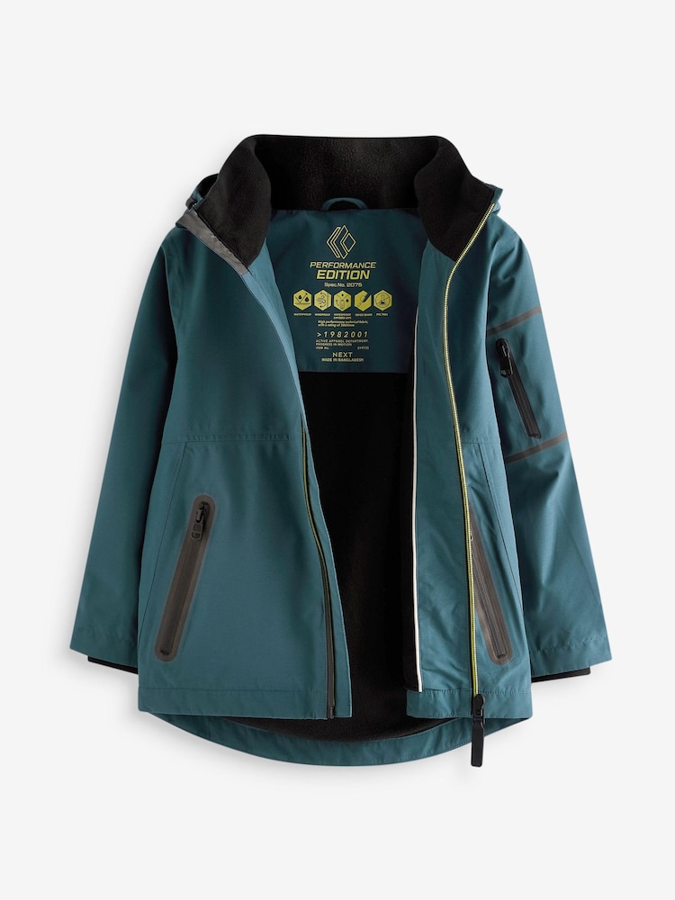 Teal Blue Waterproof Fleece Lined Coat (3-17yrs) - Image 1 of 7