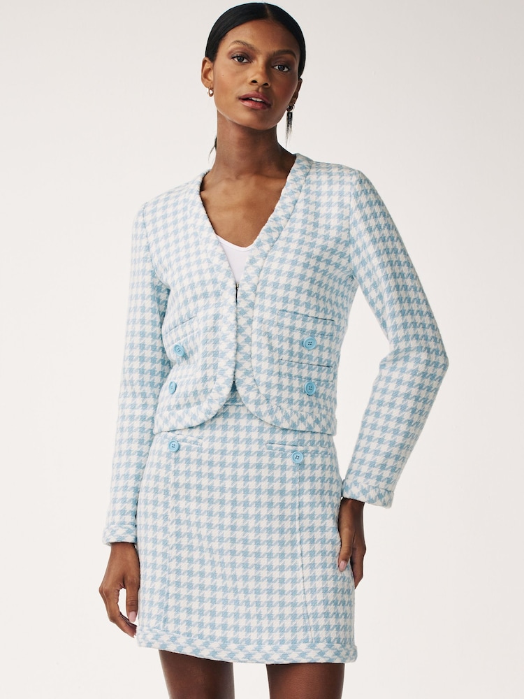 Emma Marella Blue Sera Gingham Crop Jacket - Image 2 of 5