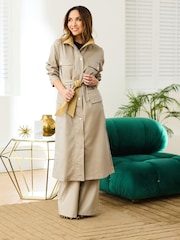 Myleene Klass Neutral Stone Funnel Neck Showerproof Coat - Image 2 of 9