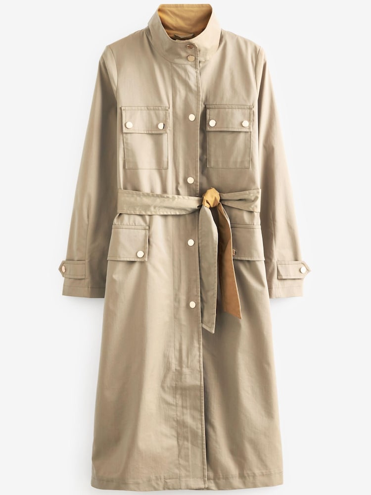 Myleene Klass Neutral Stone Funnel Neck Showerproof Coat - Image 7 of 9
