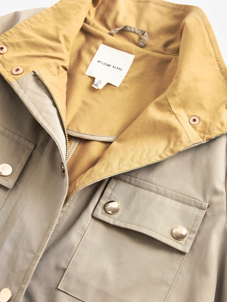 Myleene Klass Neutral Stone Funnel Neck Showerproof Coat - Image 8 of 9