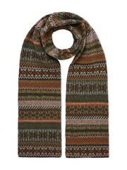 Celtic & Co. Mens Green Lambswool Fairisle Pattern Scarf - Image 1 of 3