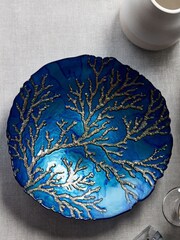Anton Studio Designs Coral Pink Coral Pink 40CM Blue and Gold Coral Bowl - Image 1 of 4