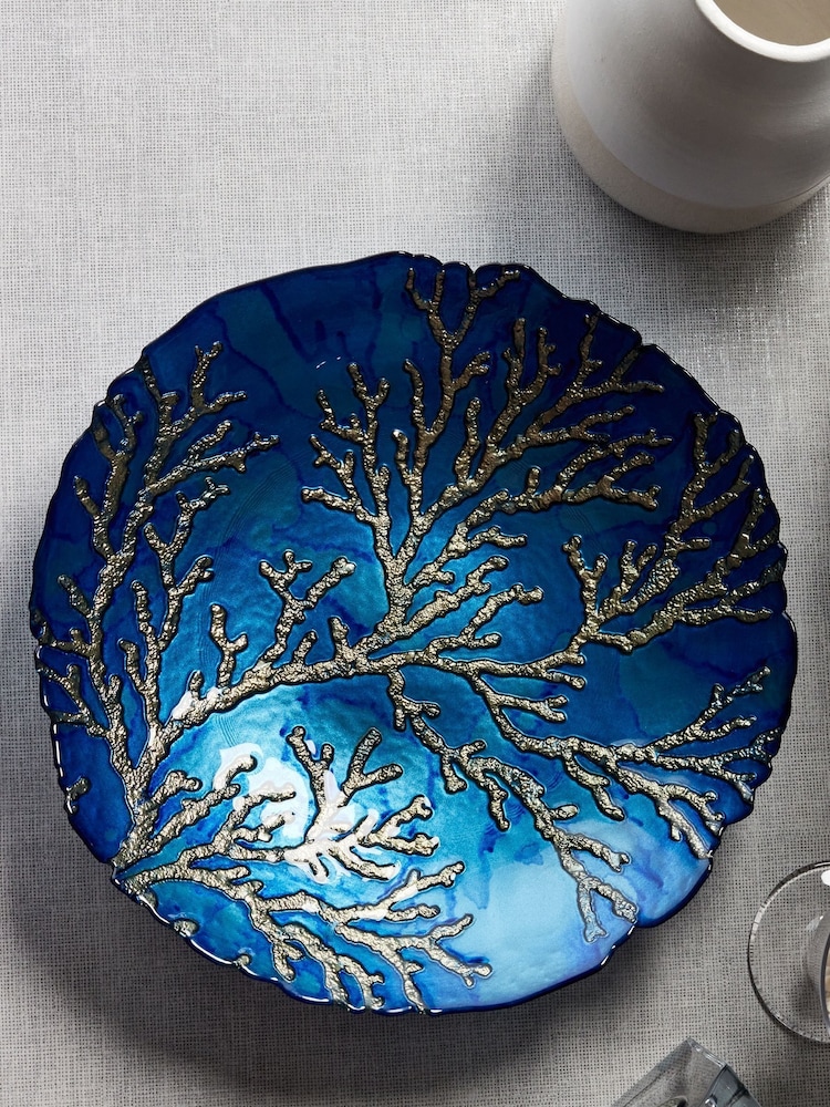 Anton Studio Designs Coral Pink Coral Pink 40CM Blue and Gold Coral Bowl - Image 1 of 4