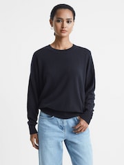 Reiss Navy Lucy Cashmere Crew Neck Jumper - Image 1 of 5