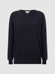 Reiss Navy Lucy Cashmere Crew Neck Jumper - Image 2 of 5