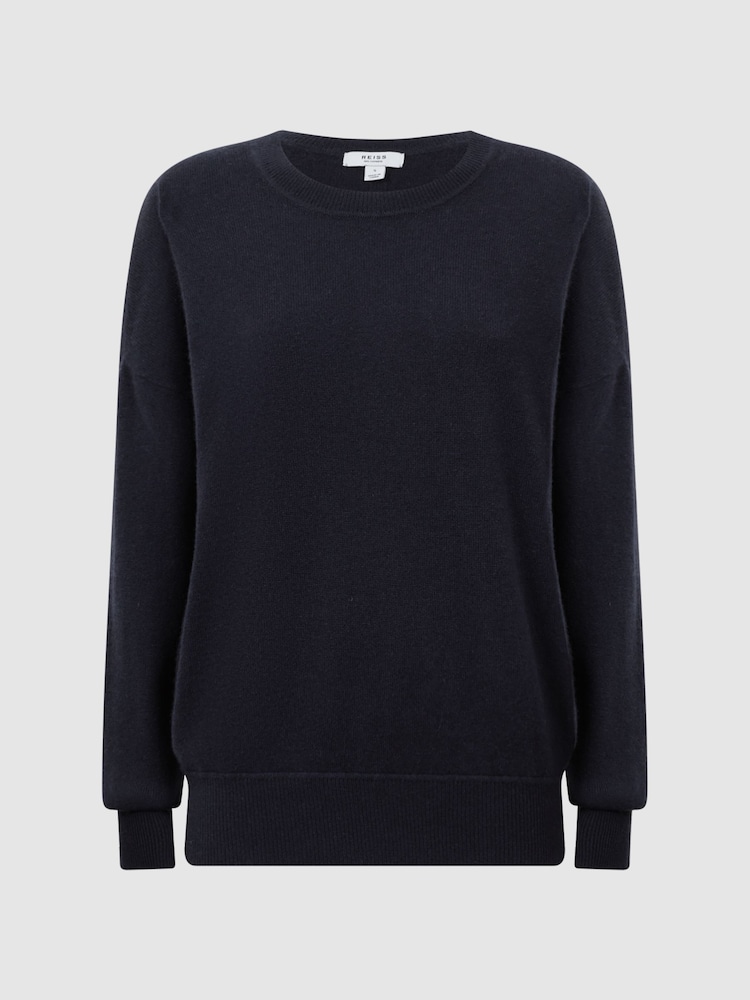Reiss Navy Lucy Cashmere Crew Neck Jumper - Image 2 of 5