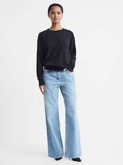 Reiss Navy Lucy Cashmere Crew Neck Jumper - Image 4 of 5