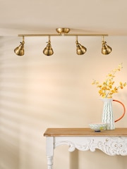 Dar Lighting Aged Brass Nathaniel 4 Light Bar Spotlight Ceiling Light - Image 1 of 6