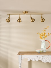 Dar Lighting Aged Brass Nathaniel 4 Light Bar Spotlight Ceiling Light - Image 2 of 6