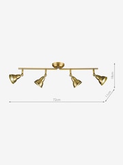 Dar Lighting Aged Brass Nathaniel 4 Light Bar Spotlight Ceiling Light - Image 4 of 6
