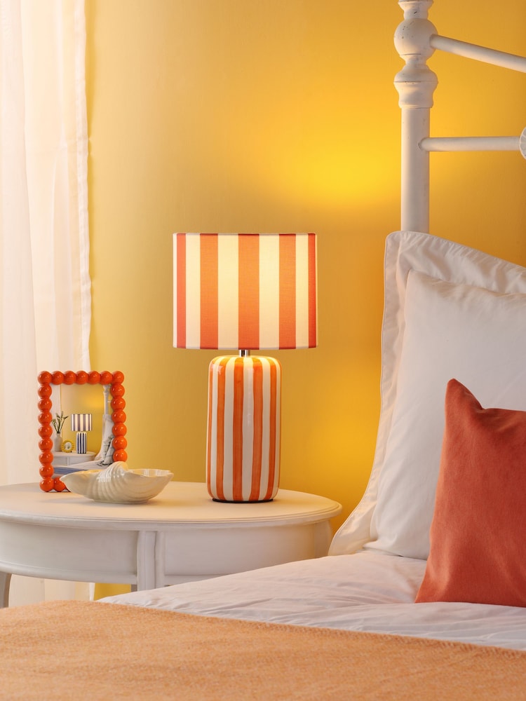 Dar Lighting Orange Ceramic & Polished Chrome Cicada Table Lamp - Image 1 of 6
