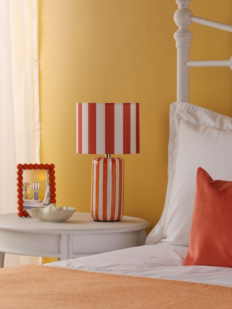 Dar Lighting Orange Ceramic & Polished Chrome Cicada Table Lamp - Image 2 of 6