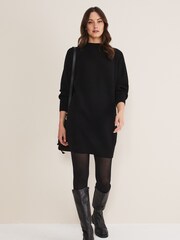 Phase Eight Black Eliana Knitted Jumper Dress - Image 3 of 6
