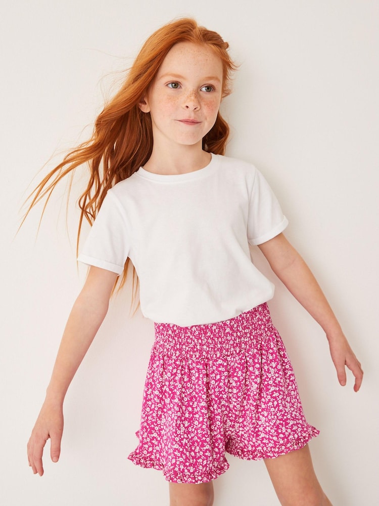 Pink/White Floral Print Super Soft Pretty Shorts (3-16yrs) - Image 1 of 4