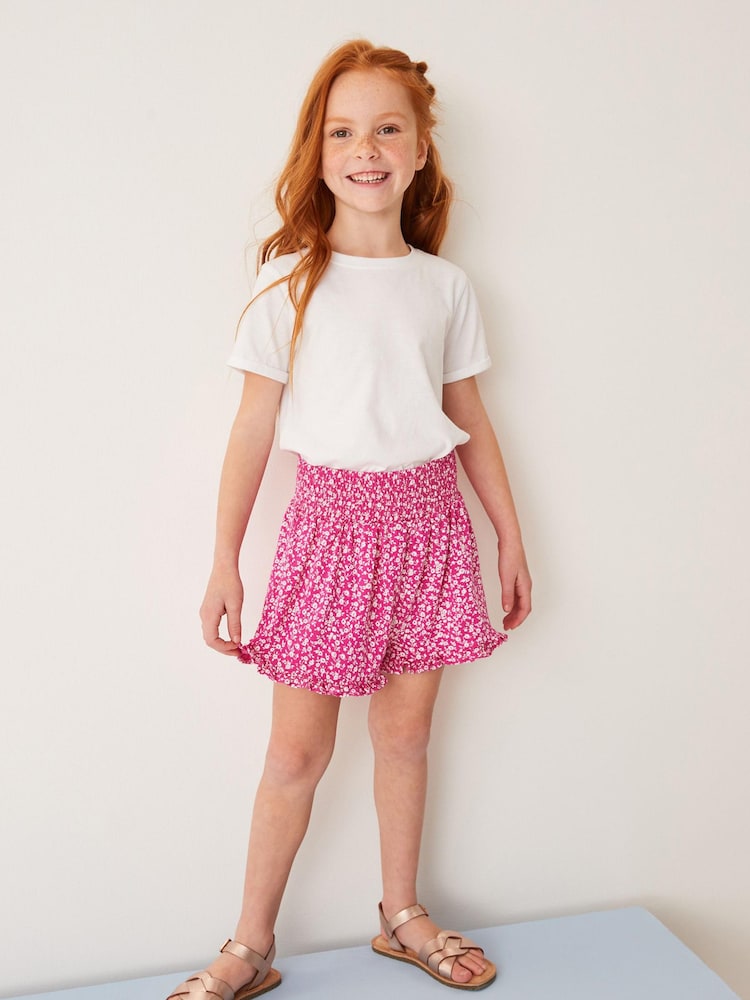 Pink/White Floral Print Super Soft Pretty Shorts (3-16yrs) - Image 4 of 4