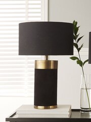 Pacific Black Dempsey Black Velvet and Antique Gold Table Lamp - Image 1 of 3