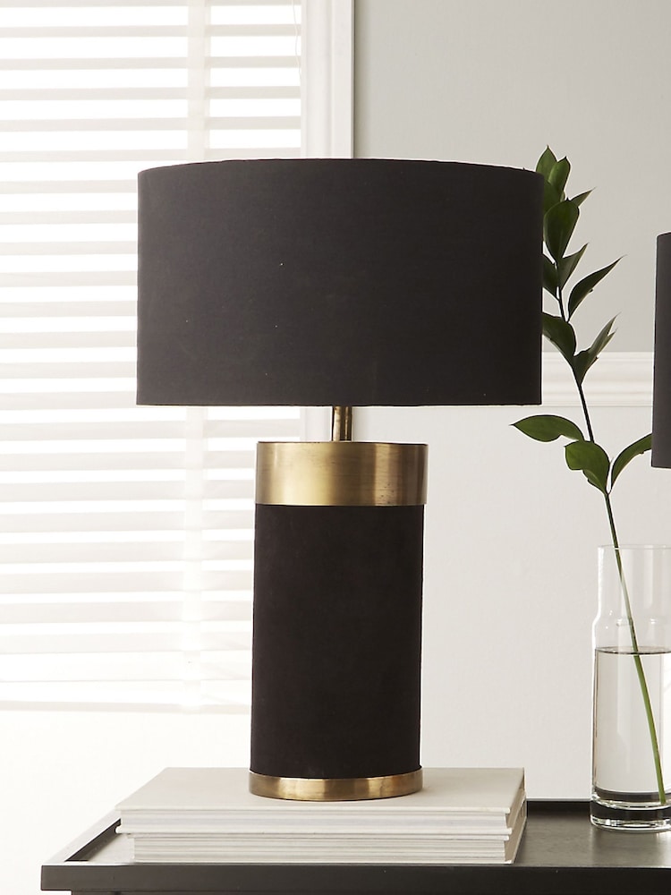Pacific Black Dempsey Black Velvet and Antique Gold Table Lamp - Image 1 of 3