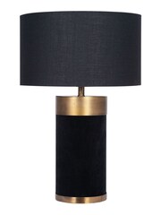 Pacific Black Dempsey Black Velvet and Antique Gold Table Lamp - Image 2 of 3