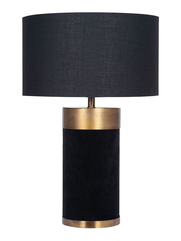 Pacific Black Dempsey Black Velvet and Antique Gold Table Lamp - Image 2 of 3