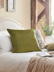Olive Green 59 x 59cm Matte Velvet Cushion - Image 1 of 7