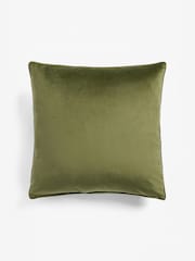 Olive Green 59 x 59cm Matte Velvet Cushion - Image 7 of 7