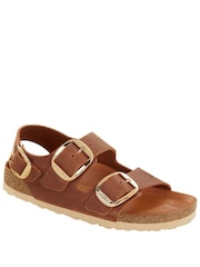 Birkenstock Brown Oiled Leather Milano Big Buckle Sandals - Image 1 of 3