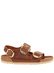 Birkenstock Brown Oiled Leather Milano Big Buckle Sandals - Image 2 of 3