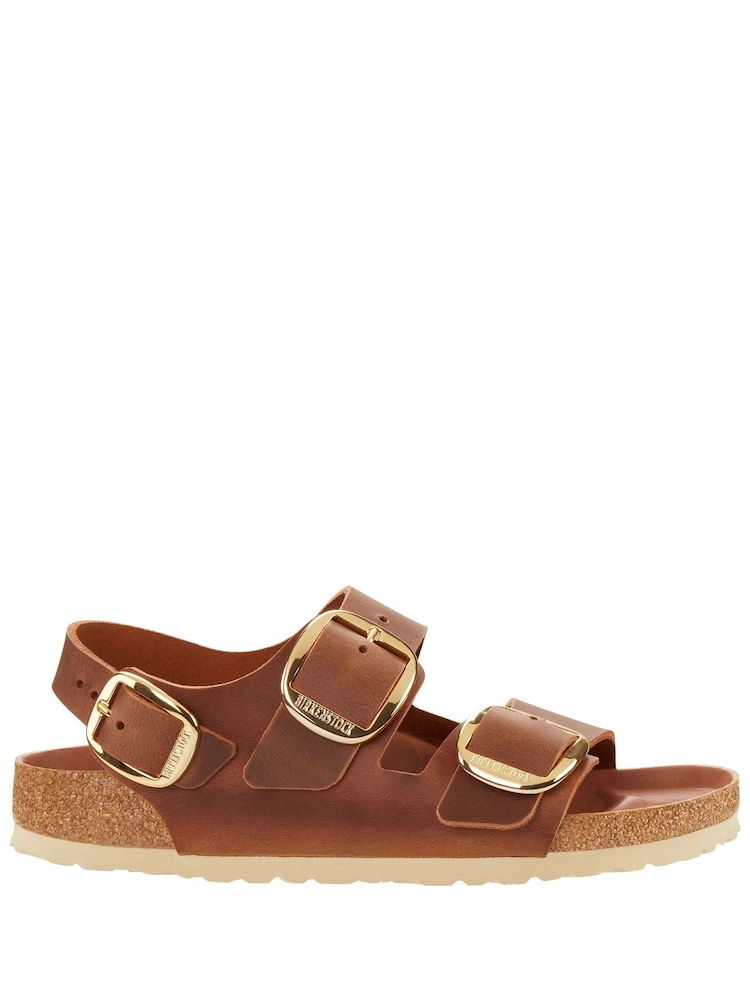 Birkenstock Brown Oiled Leather Milano Big Buckle Sandals - Image 2 of 3