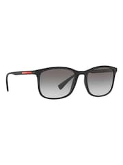 Prada Black Sport Rubberised Square Frame Sunglasses - Image 1 of 12