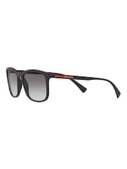 Prada Black Sport Rubberised Square Frame Sunglasses - Image 5 of 12