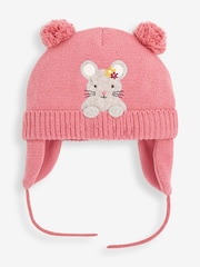 JoJo Maman Bébé Pink Mouse Appliqué Hat - Image 4 of 4