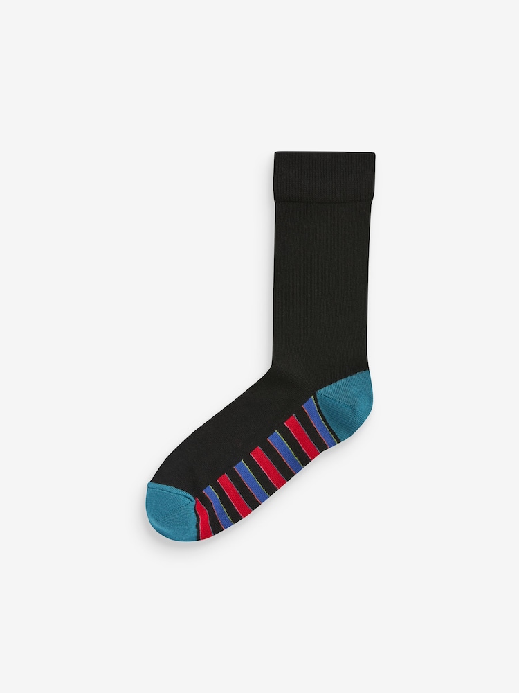 Black Stripe 7 Pack Mens Cotton Rich Socks 7 Pack - Image 4 of 9