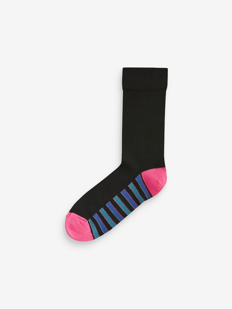 Black Stripe 7 Pack Mens Cotton Rich Socks 7 Pack - Image 5 of 9