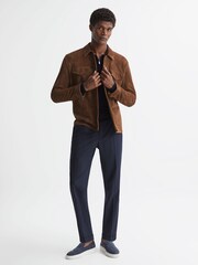 Reiss Navy Robertson Wool Zip Neck Polo Shirt - Image 7 of 7