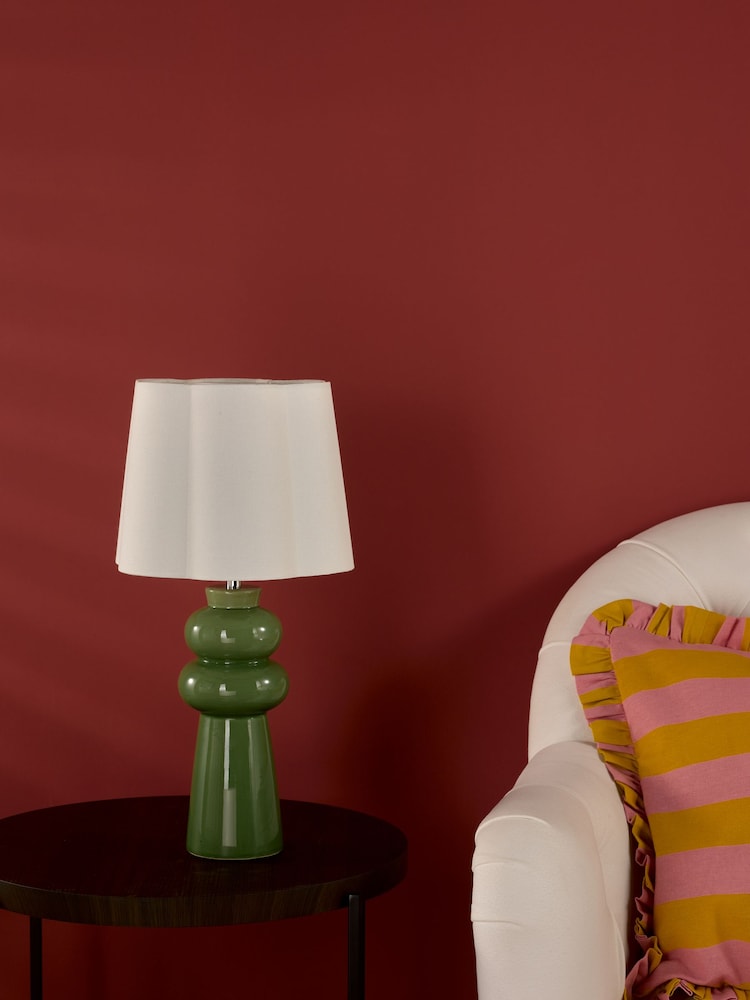 Dar Lighting Green Ceramic & Polished Chrome Jordana Table Lamp - Image 2 of 6