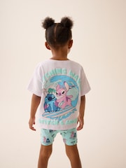 Blue 100% Cotton Disney Lilo and Stitch T-Shirt and Cycle Shorts Set (3mths-7yrs) - Image 1 of 9