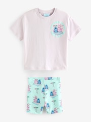 Blue 100% Cotton Disney Lilo and Stitch T-Shirt and Cycle Shorts Set (3mths-7yrs) - Image 7 of 9