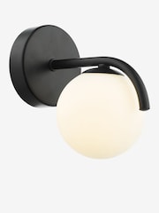Dar Lighting Matt Black & Opal Glass Orlena Wall Light - Image 1 of 3