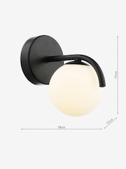 Dar Lighting Matt Black & Opal Glass Orlena Wall Light - Image 3 of 3