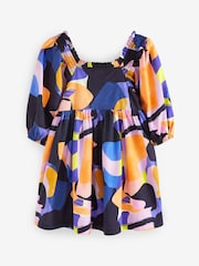 Vijolična - Square Neck Printed Volume Sleeve Dress (3-16yrs) - Slika 6 iz 7